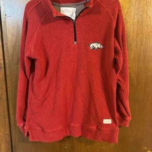 Red Quarter-Zip Pullover with Logo